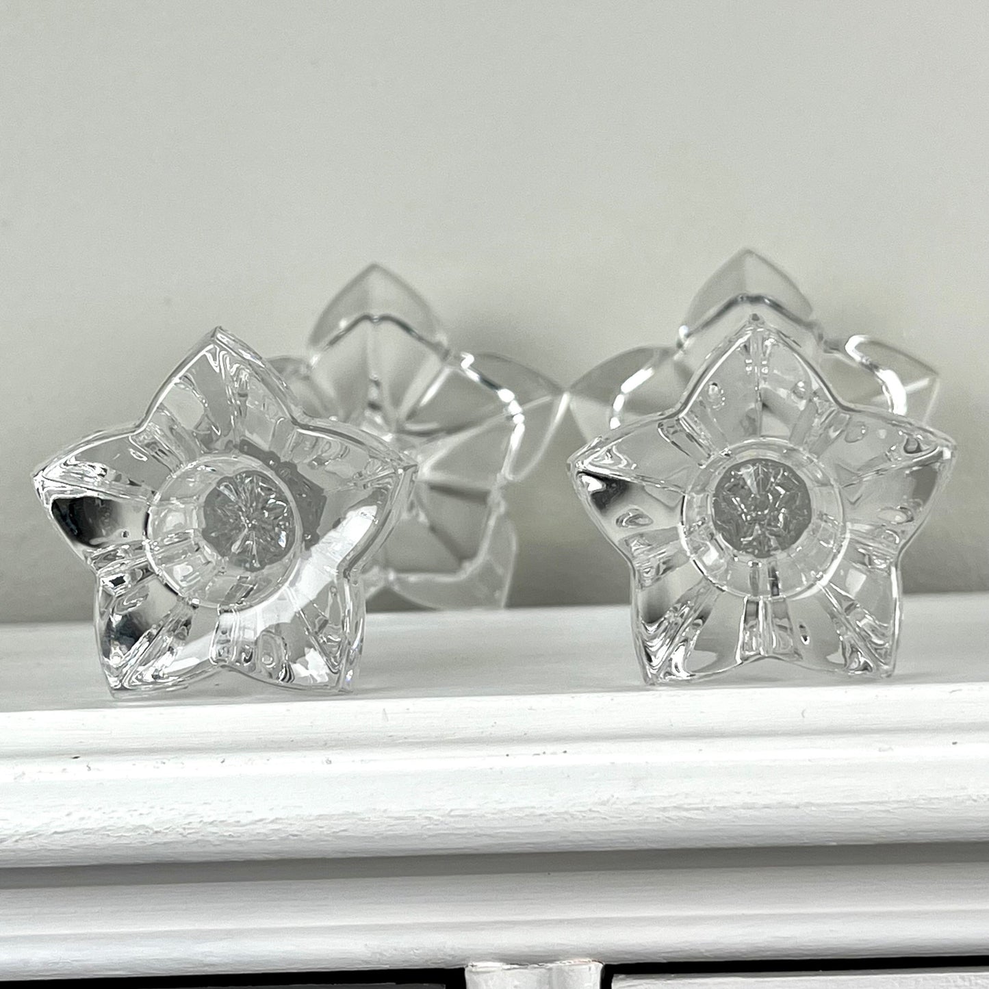 Flower Shaped Crystal Candle Holders by Mikasa