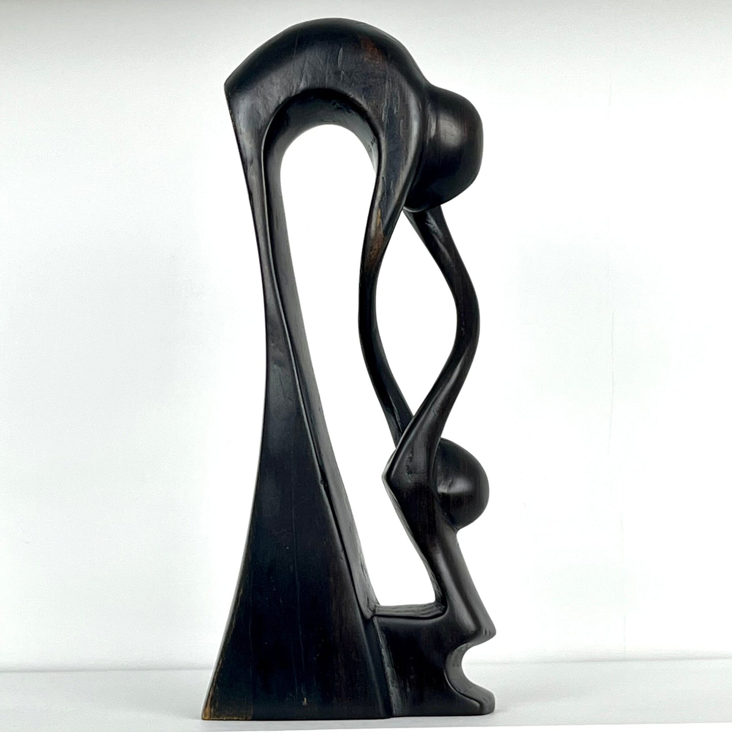 Contemporary Wood Sculpture of Mother and Child