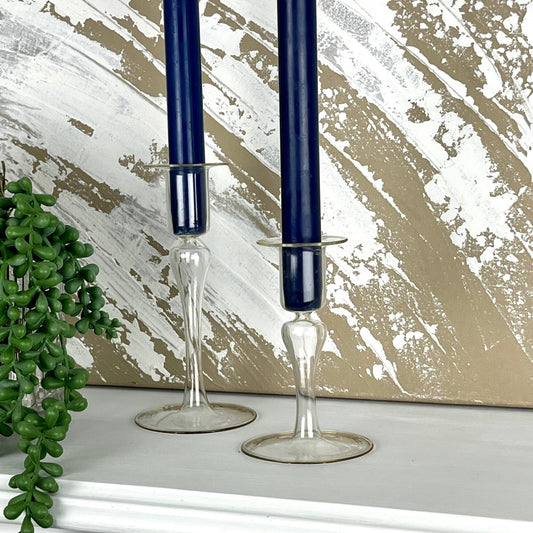 Minimalist Glass Taper Candlestick Holders