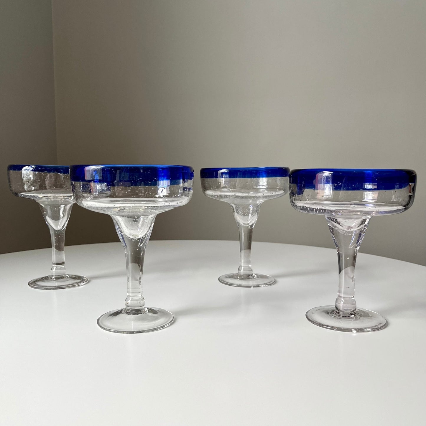 Margarita Glasses with a Cobalt Blue Rim (Set of 4)