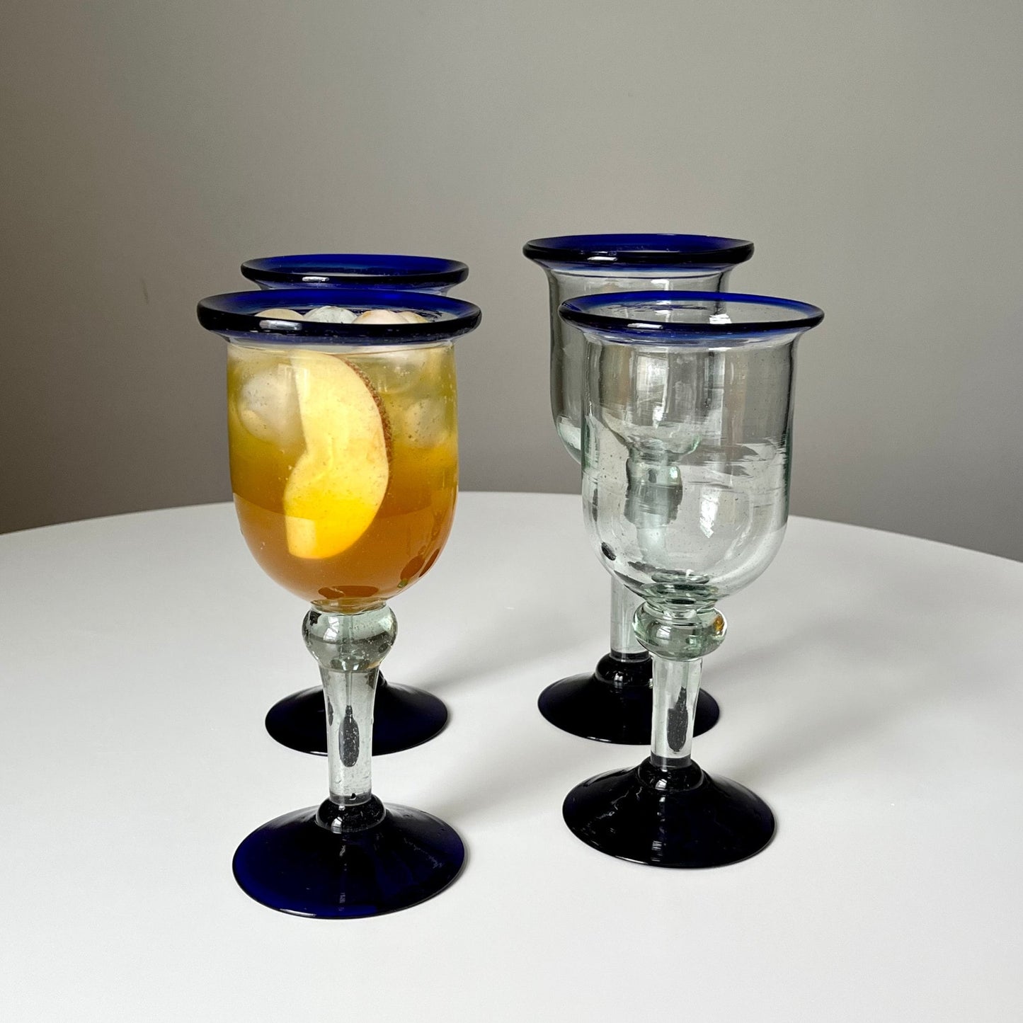 Hand Blown Cobalt Blue Wine Glasses