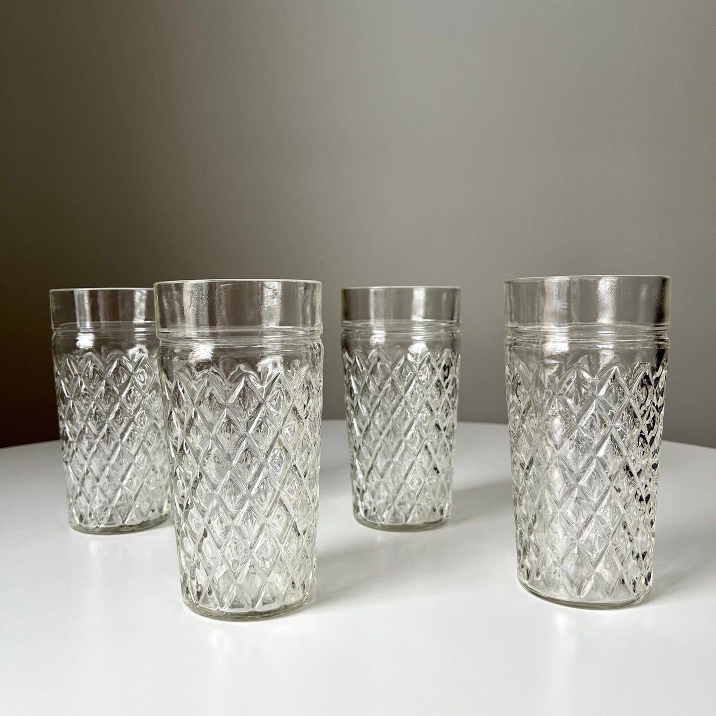 Embossed Diamond Glass Tumblers