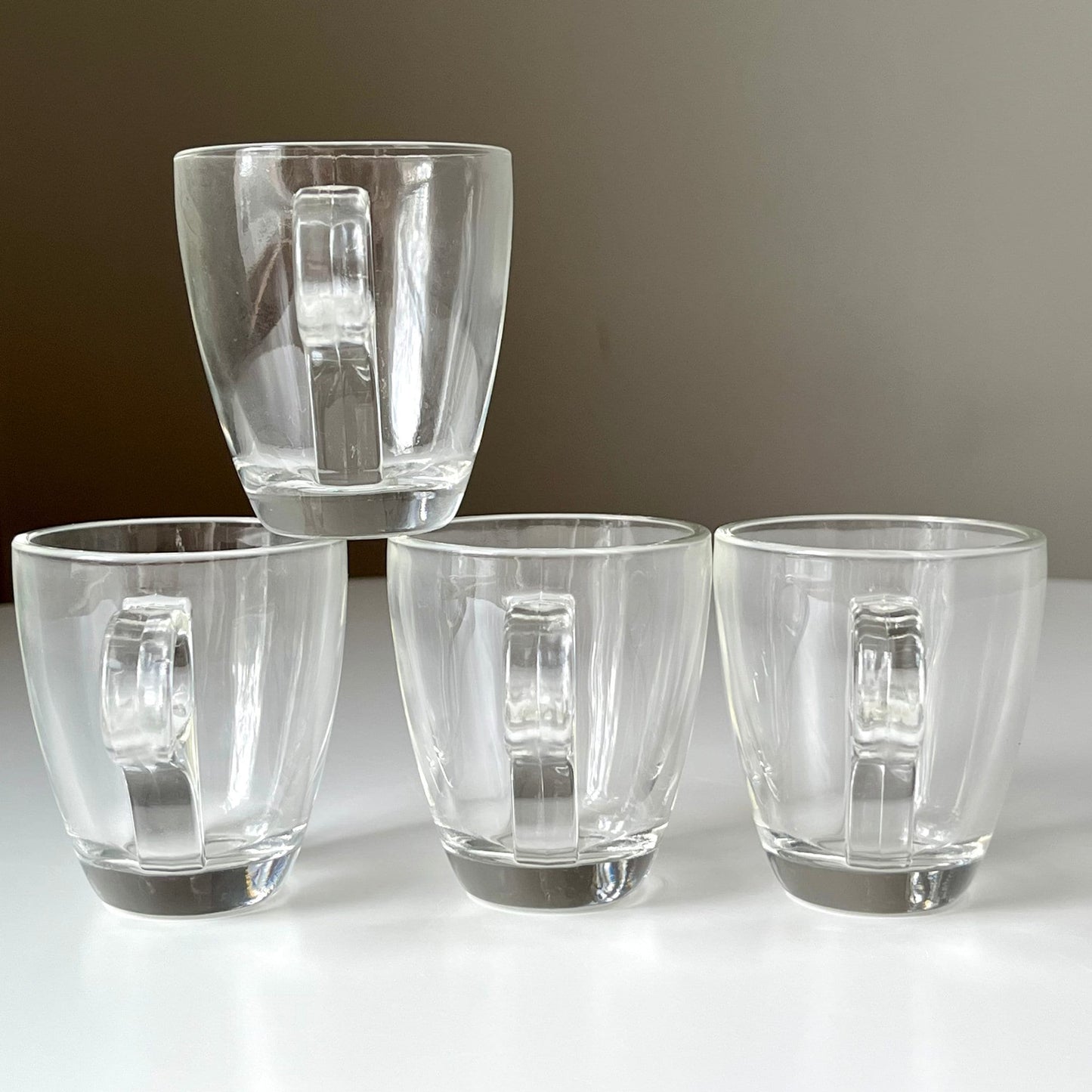 Mid Century Clear Glass Espresso Cups