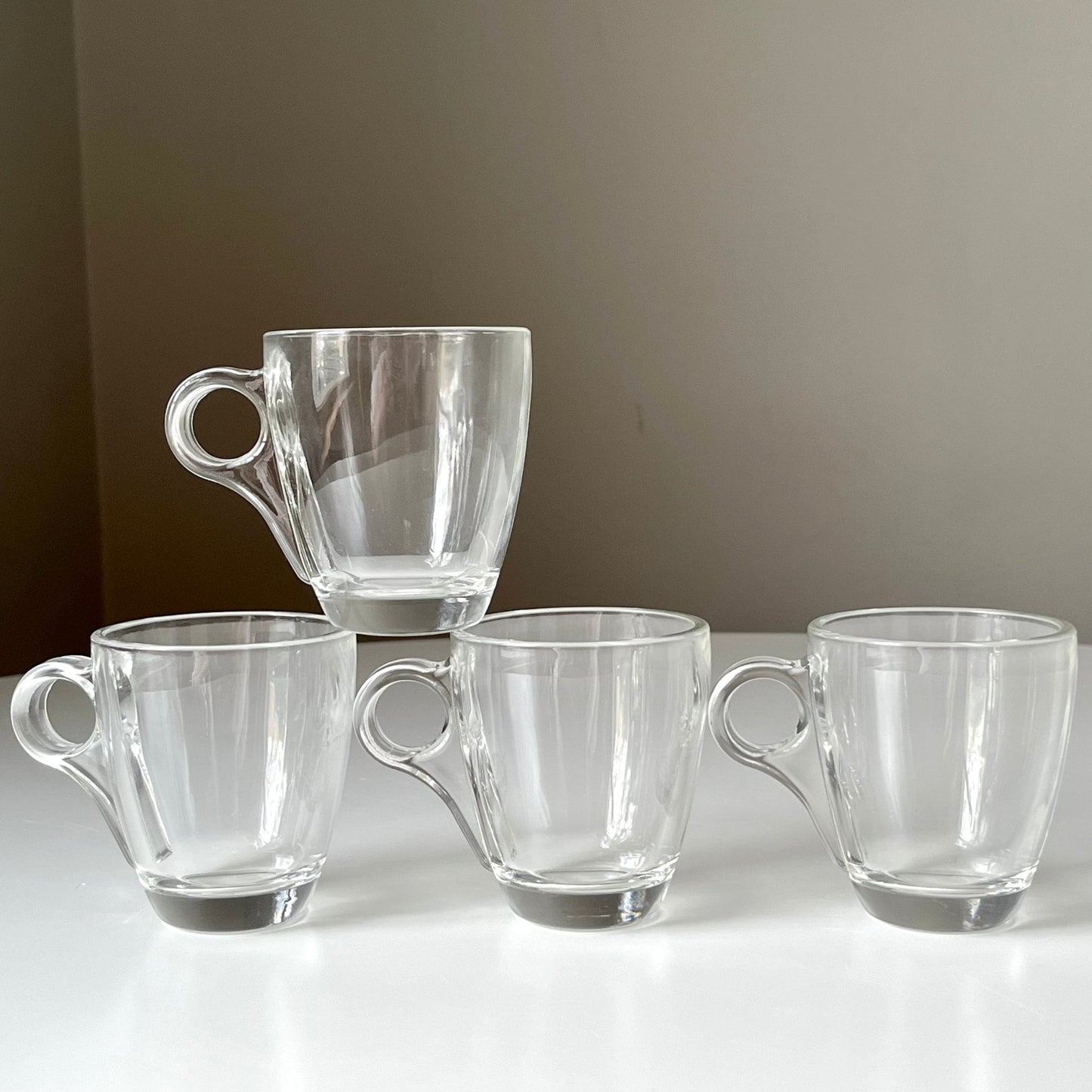 Mid Century Clear Glass Espresso Cups