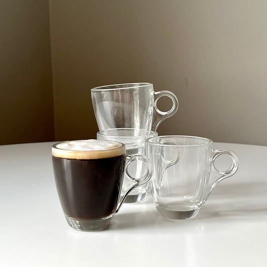 Mid Century Clear Glass Espresso Cups