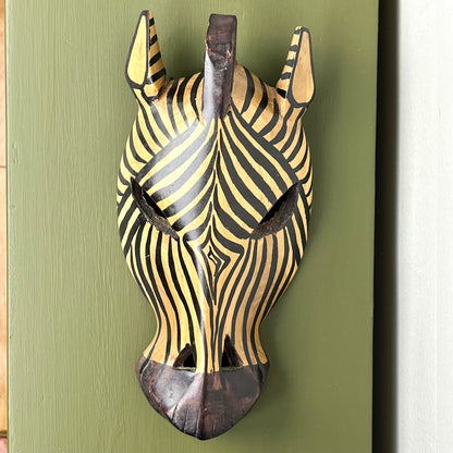 Hand Carved Zebra Tribal Mask