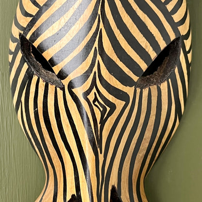 Hand Carved Zebra Tribal Mask