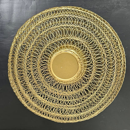 Matte Gold Vase with Spiral Wire Pattern