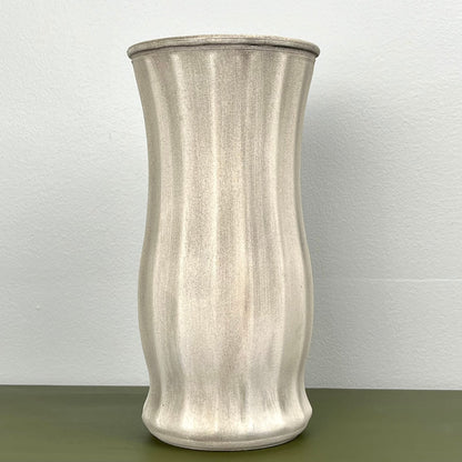 Cream Aged Vase with Vertical Ribbed Design