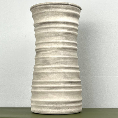 Cream Aged Textured Vase with Horizontal Design