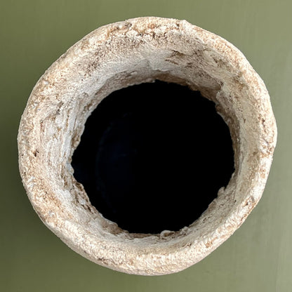 Tall Cylindrical Aged Concrete Vase