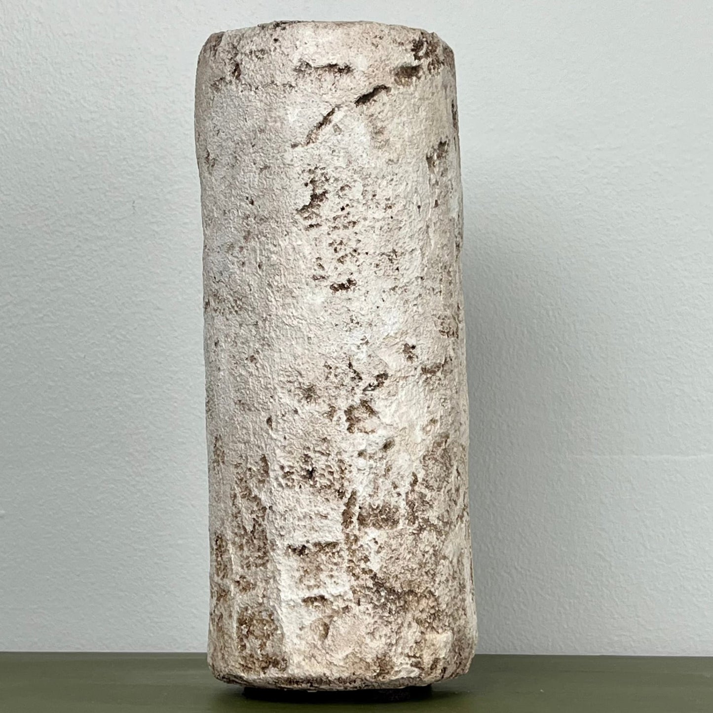 Tall Cylindrical Aged Concrete Vase