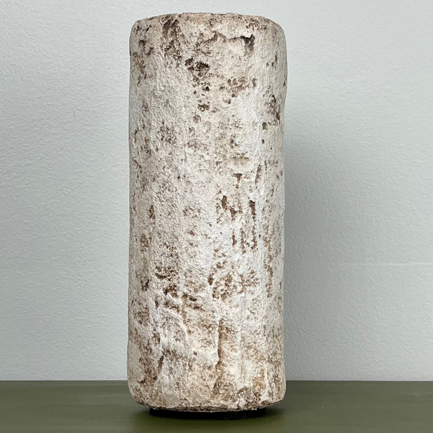 Tall Cylindrical Aged Concrete Vase