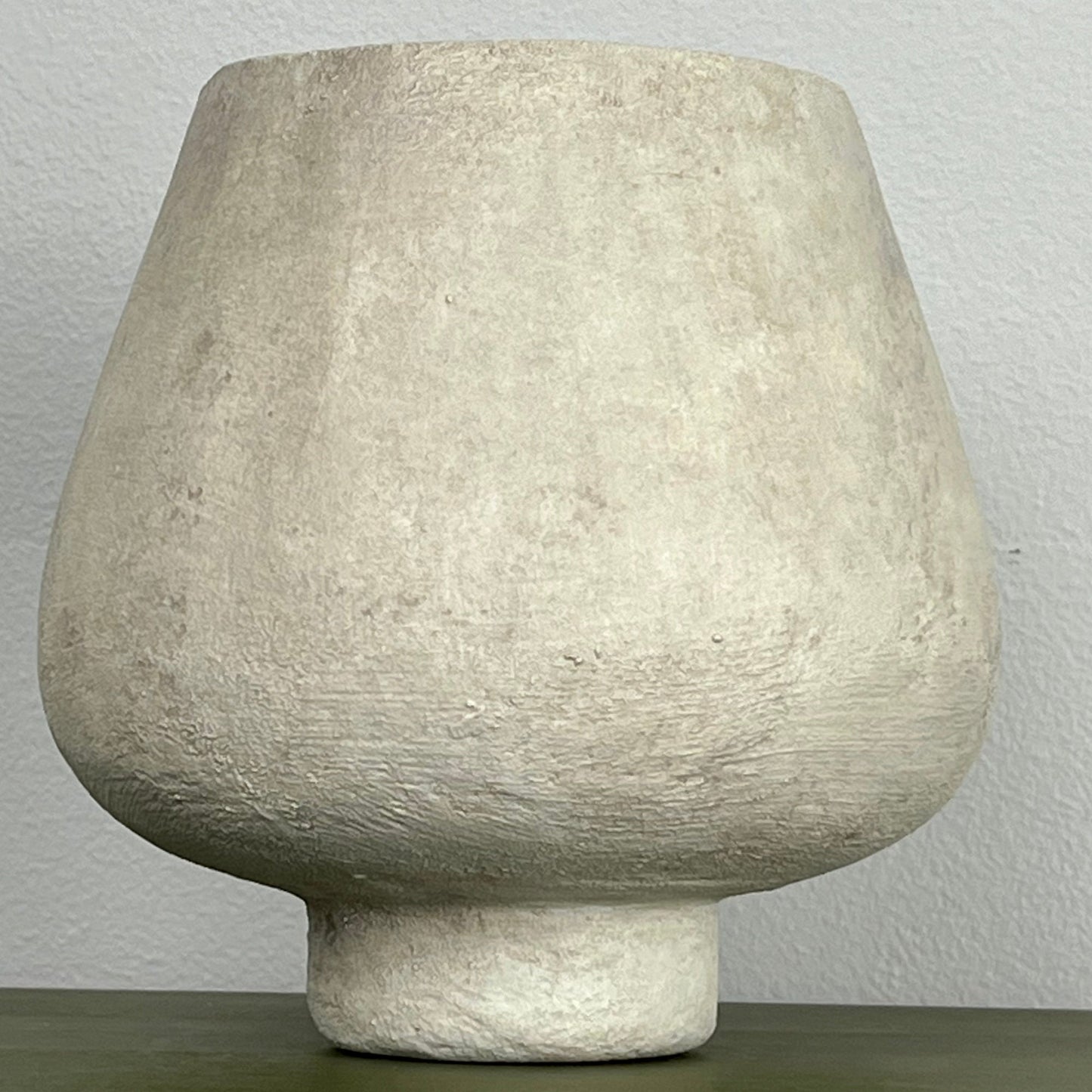 Aged Cream Planter Vase with Pedestal Base