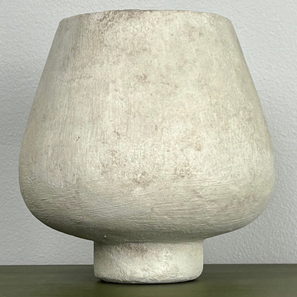 Aged Cream Planter Vase with Pedestal Base