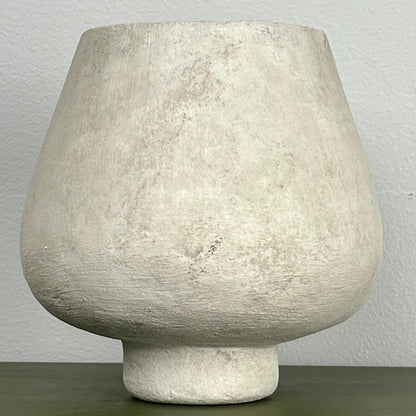 Aged Cream Planter Vase with Pedestal Base