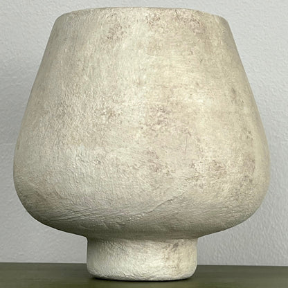 Aged Cream Planter Vase with Pedestal Base