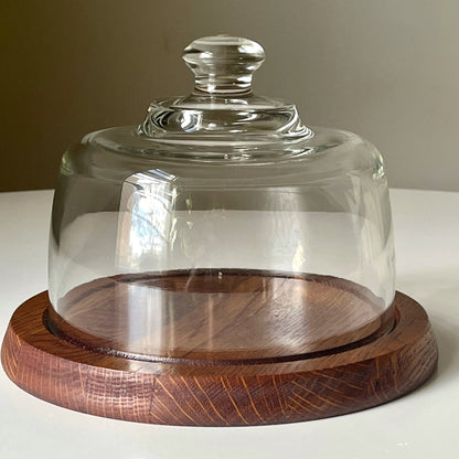 Cheese Dome with a Solid Wood Tray Base