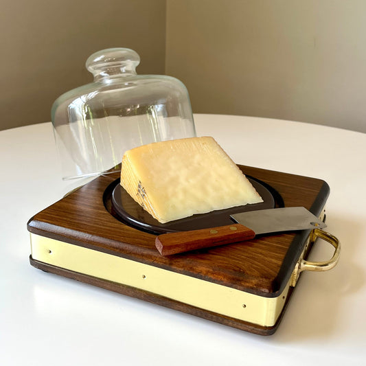 Mid Century Modern Cheese Board with Glass Dome Lid