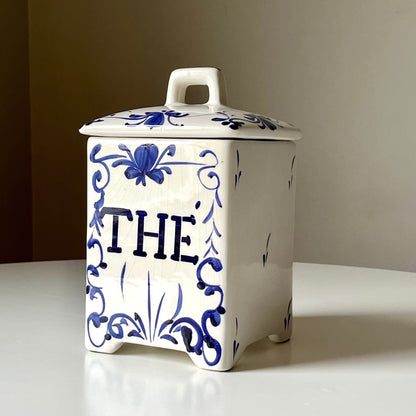 Portuguese Hand Painted Floral Design Kitchen Canister