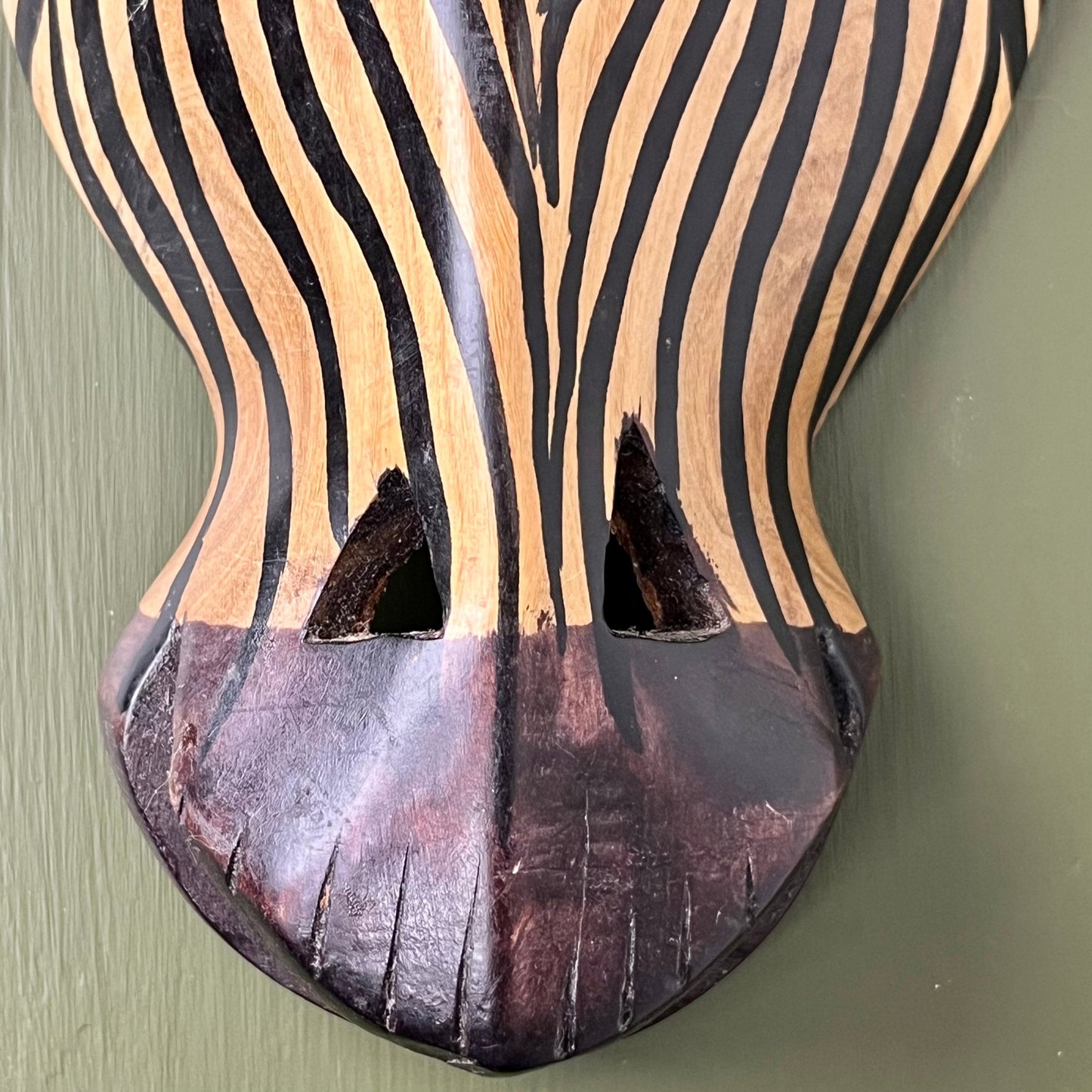 Hand Carved Zebra Tribal Mask