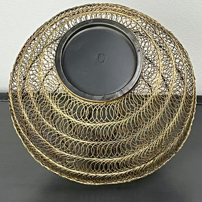 Matte Gold Vase with Spiral Wire Pattern