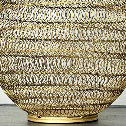 Matte Gold Vase with Spiral Wire Pattern