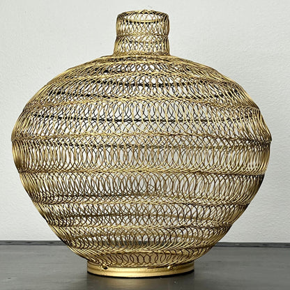 Matte Gold Vase with Spiral Wire Pattern