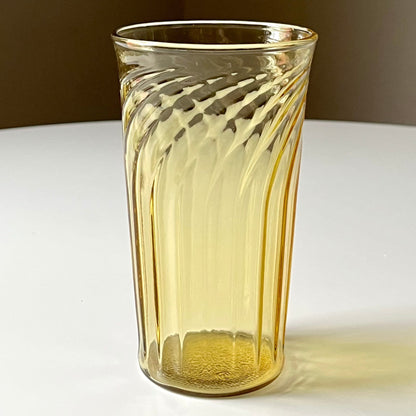 Amber Glass Tumblers with Ripple Embossed Pattern (Set of 6)