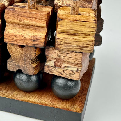 Solid Wood Tic-Tac-Toe Game with Black Accent Pieces