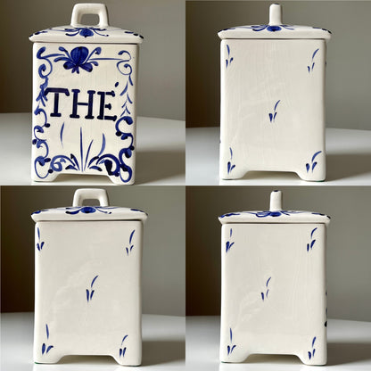 Portuguese Hand Painted Floral Design Kitchen Canister