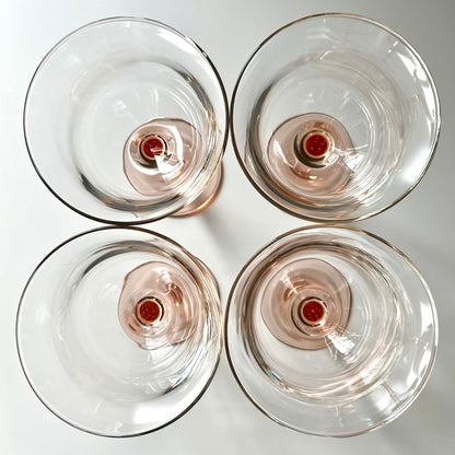 French Americana Rose Water Goblets with a Flared Rim