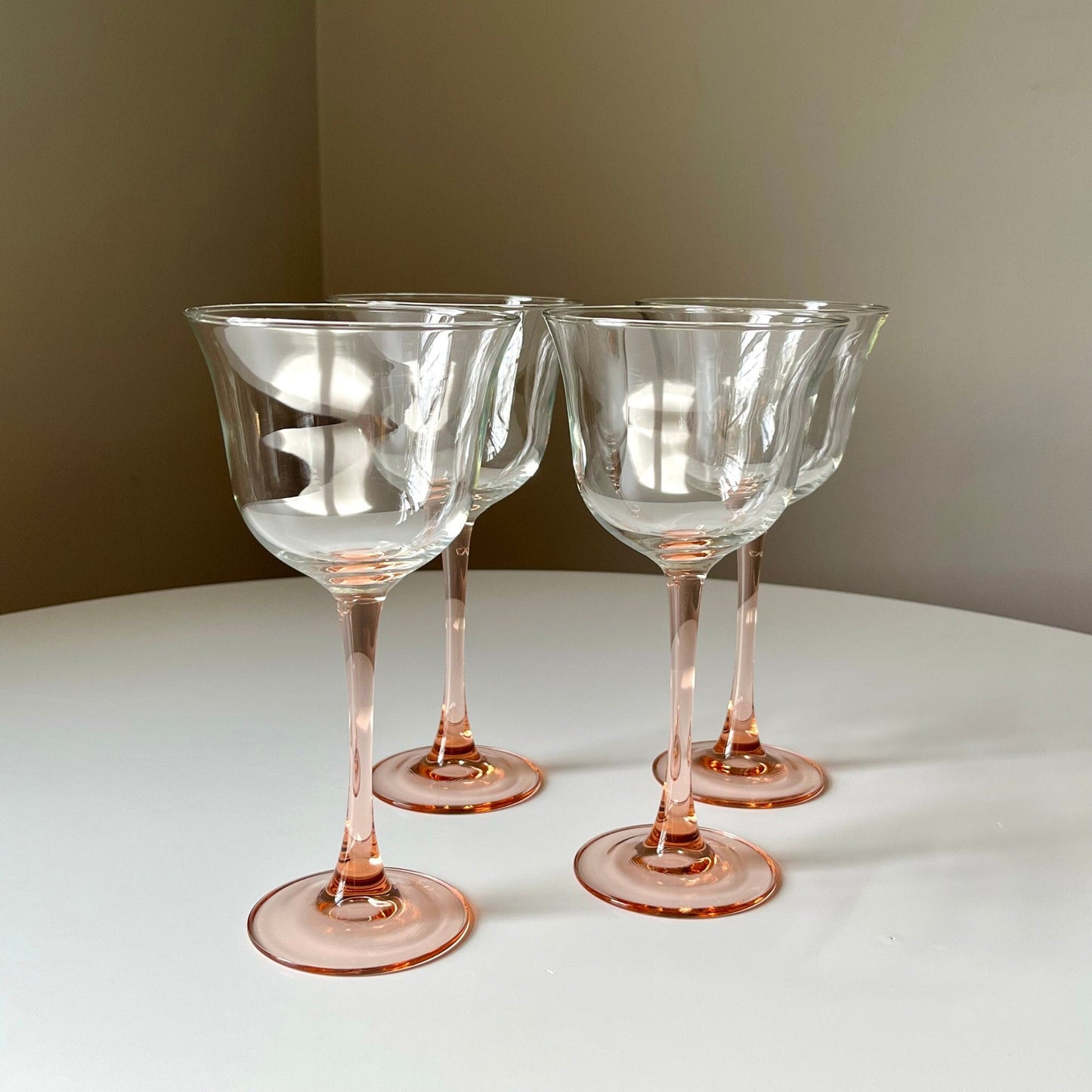 French Americana Rose Water Goblets with a Flared Rim